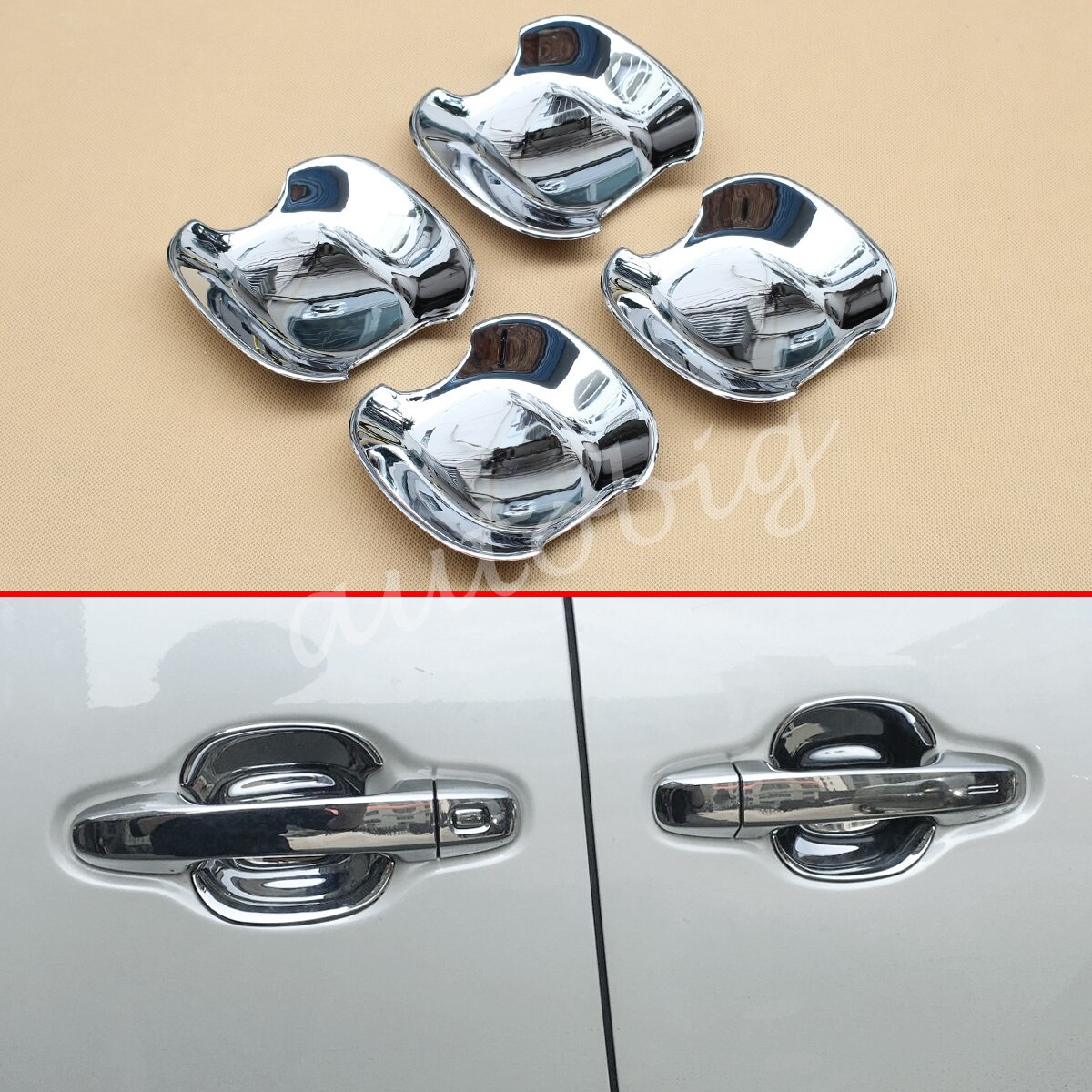 Chrome Door Handle Protector Cup Surrounds Accessories For Toyota Alphard Vellfire
