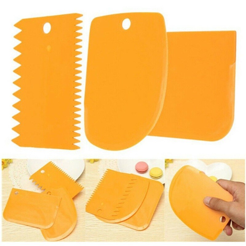 3 stuks/partij deeg taartvormpjes spatel voor taart crème schraper pasta uitstekers schraper onregelmatige tanden rand diy gladder