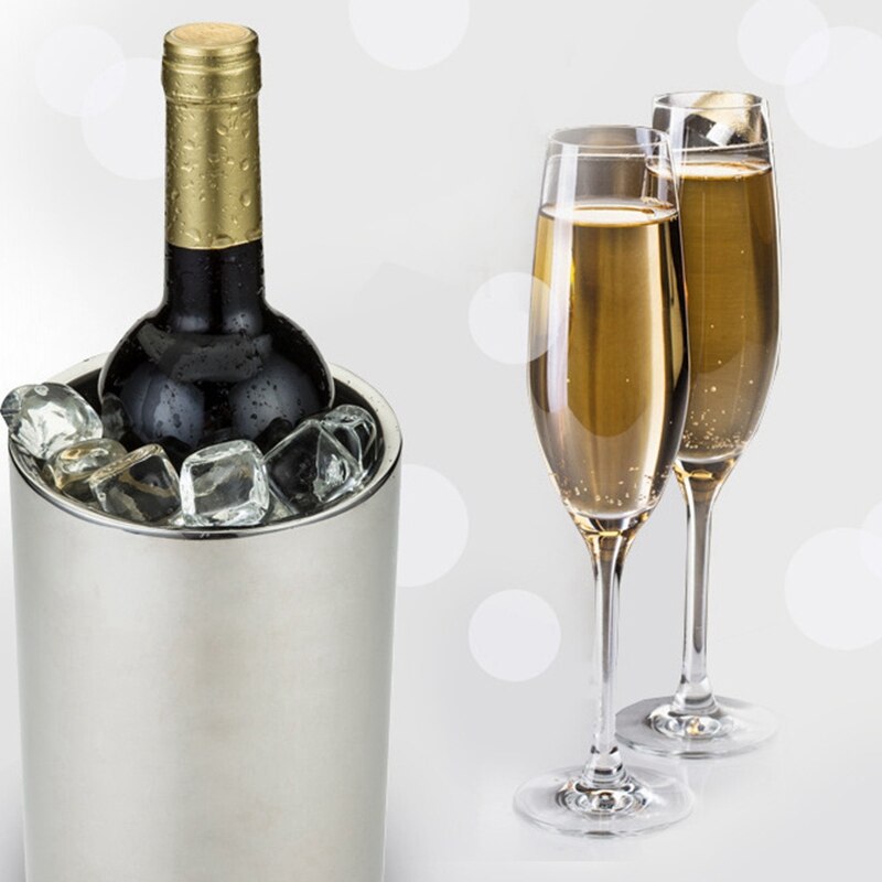 Dubbellaags wijnvat van roestvrij staal, ijsemmer van roestvrij staal houdt de wijn urenlang koud