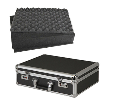 Aluminum Tool case suitcase toolbox password box File box Impact resistant safety case equipment camera case with pre-cut foam: black with foam
