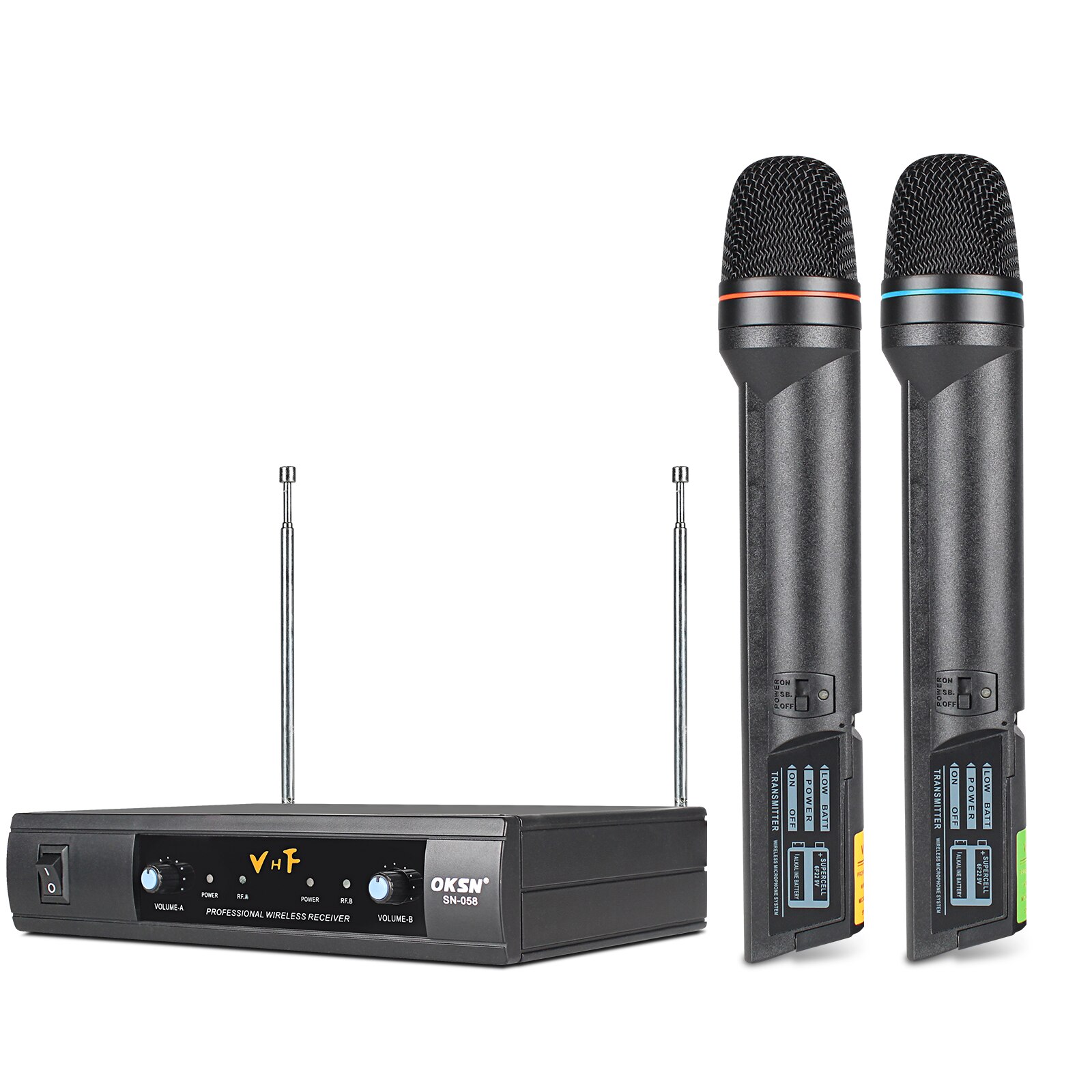 2 Channels VHF Wireless Microphone Dynamic Mic Karaoke system1/4&#39;&#39; Output for Church Party Show: Default Title
