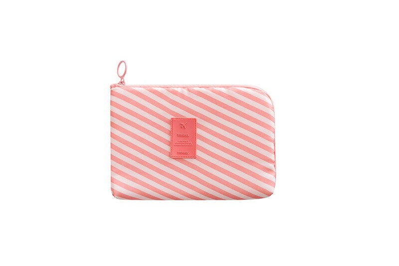 Borsa per accessori da viaggio borsa per Gadget portatile USB digitale organizzatore elettronico custodia per cellulare da viaggio borsa cosmetica Mobile: Pink Stripe