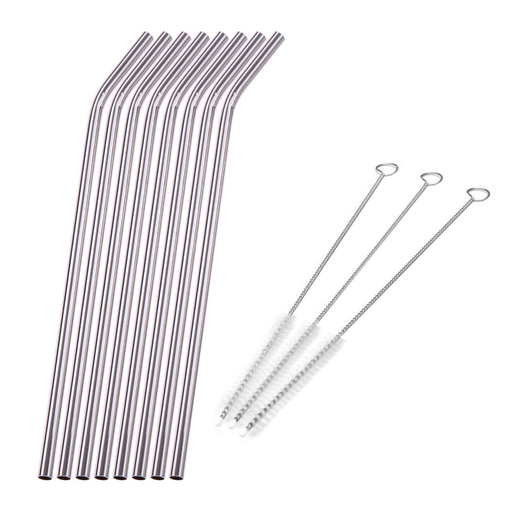 Pailles en métal réutilisables, 1, 4, 6, 8 pièces, en acier inoxydable, avec brosse de nettoyage, accessoires pour tasses et bars
