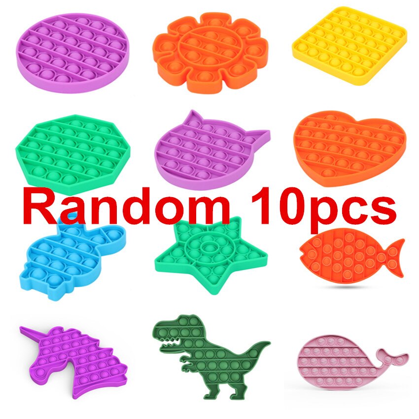 10Pcs/Lot Pop It Push Bubble Fidget Toys Adult Stress Relief Toy Antistress PopIt Soft Squishy Anti-Stress Anti Stress