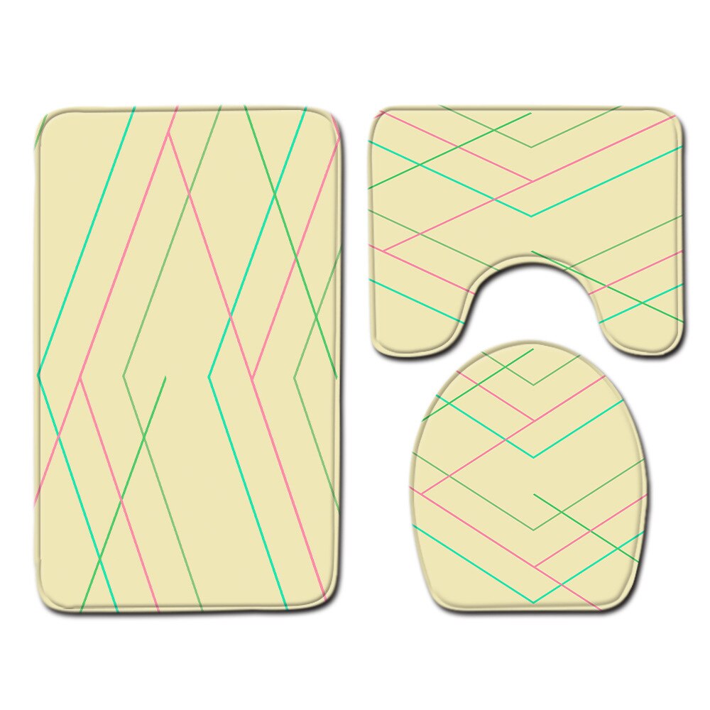 Moderne lijn toilet vloermat 3-- delig badkamer 3- -delig tapijt deurmat badmat badmat badmat: Pj19825-a022