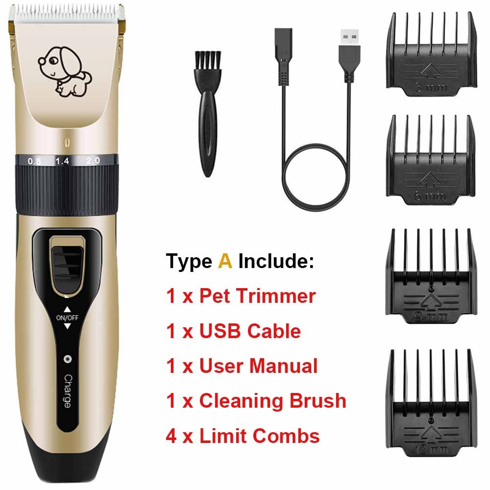 Elektrische Hond Haar Trimmer Usb Opladen Huisdier Tondeuse Oplaadbare Low-Noise Kat Hair Remover Grooming Haar Snijder Machine: Type A