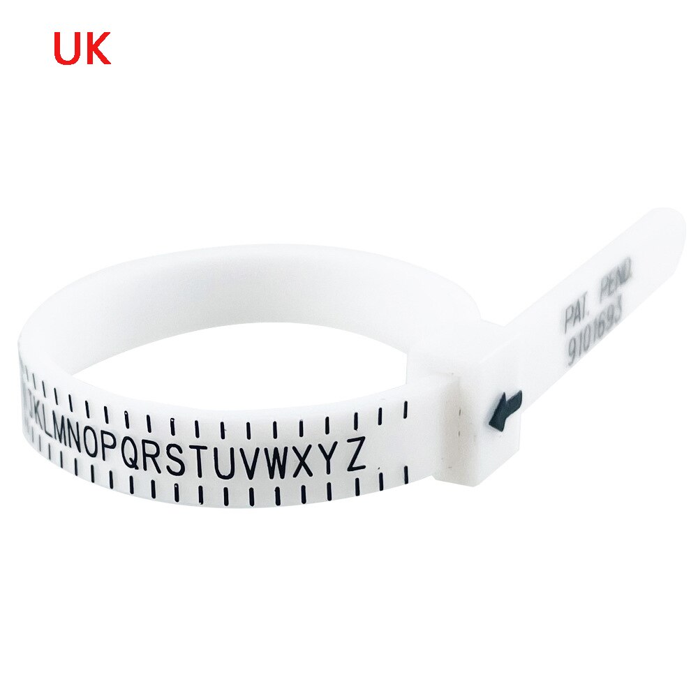 Ring Size Measuring Circle Fit UK/US British/American Officer Finger Size Gauge Men Women Sizes A-Z Jewelry Accessories Tools: White-UK