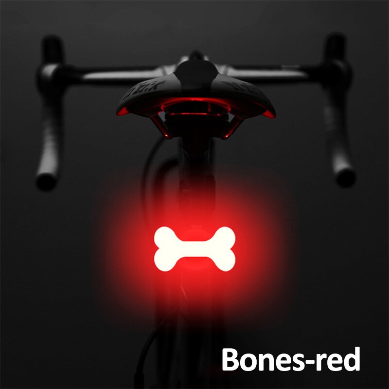 Fiets Licht 5 Verlichting Tailight Modes Fietslicht Usb Charge Led Bike Light Flash Strobe Opsteekt Voor Mountainbike Zadelpen: Bone B
