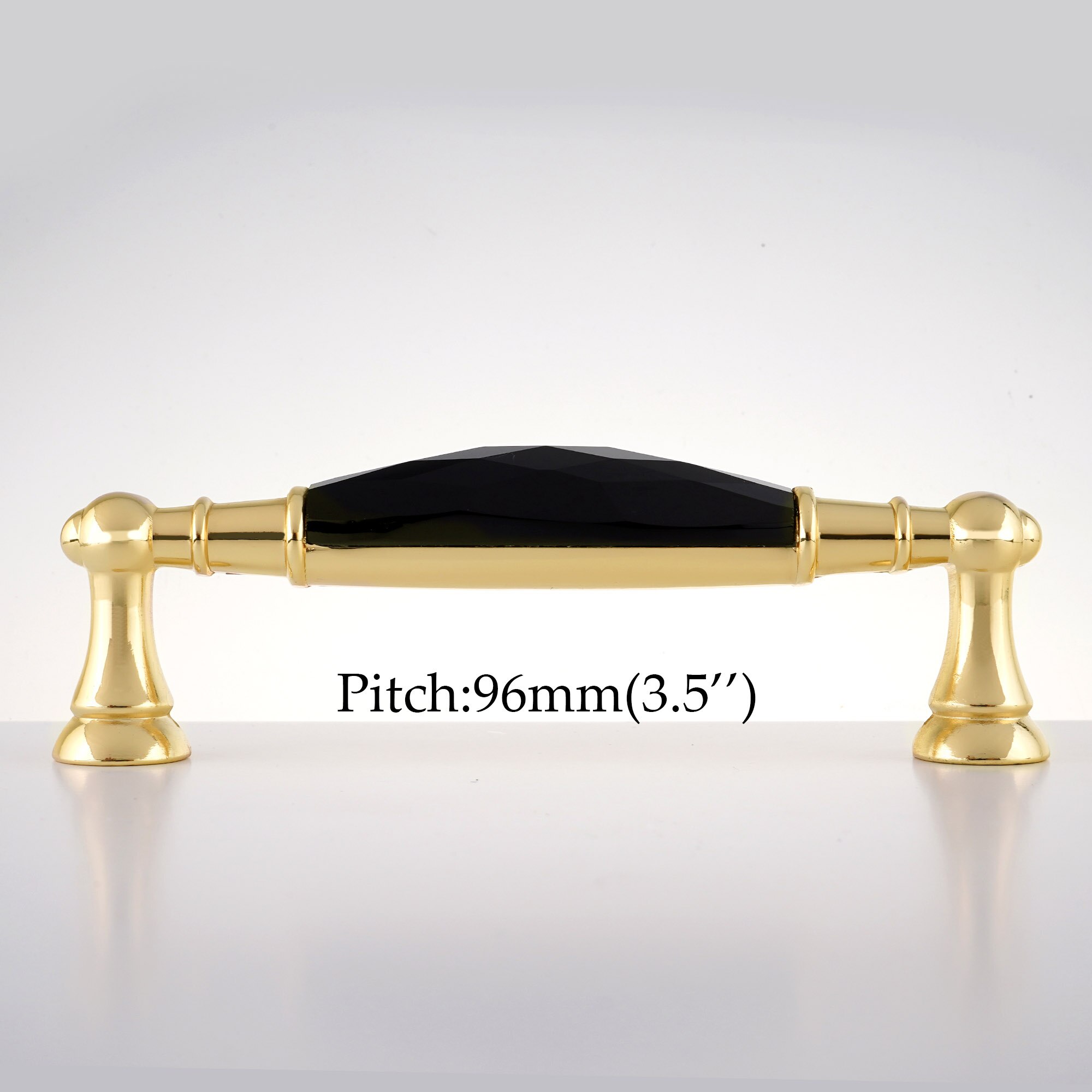 3.5 ''/5.0'' Crystal Meubels Handvatten Gold Lange Bar Deur Kast Handvatten Lade Trekt Keuken Kast Knoppen: Black 96mm
