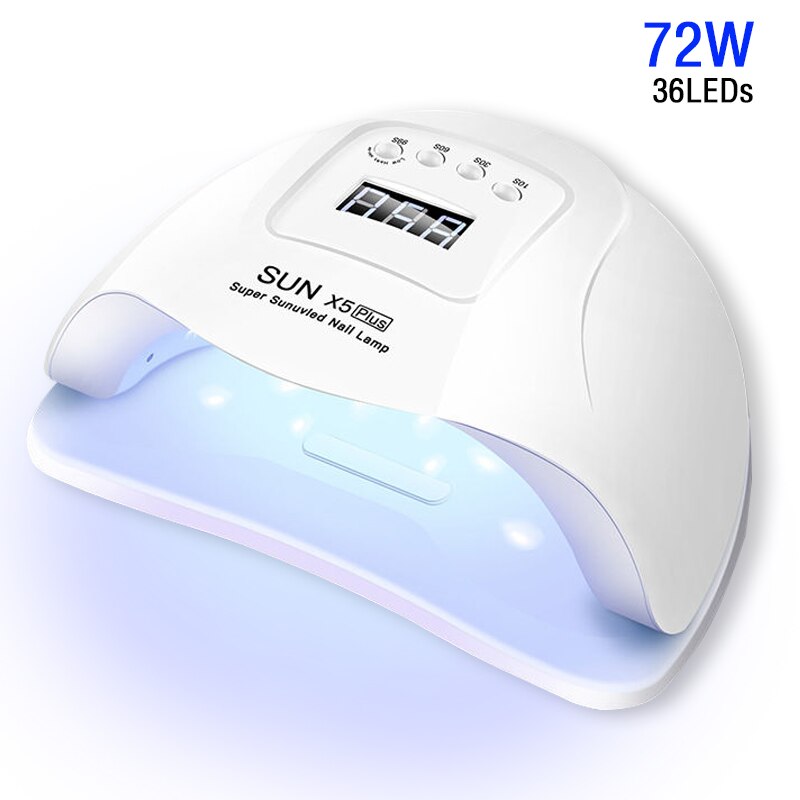SUNC4 Plus-Lámpara LED para secado de uñas, 256/72W, 57/36 LED, UV, para esmalte de Gel, temporizador de 10/30/60/99S, herramienta de manicura con Sensor automático: SUN X5plus White