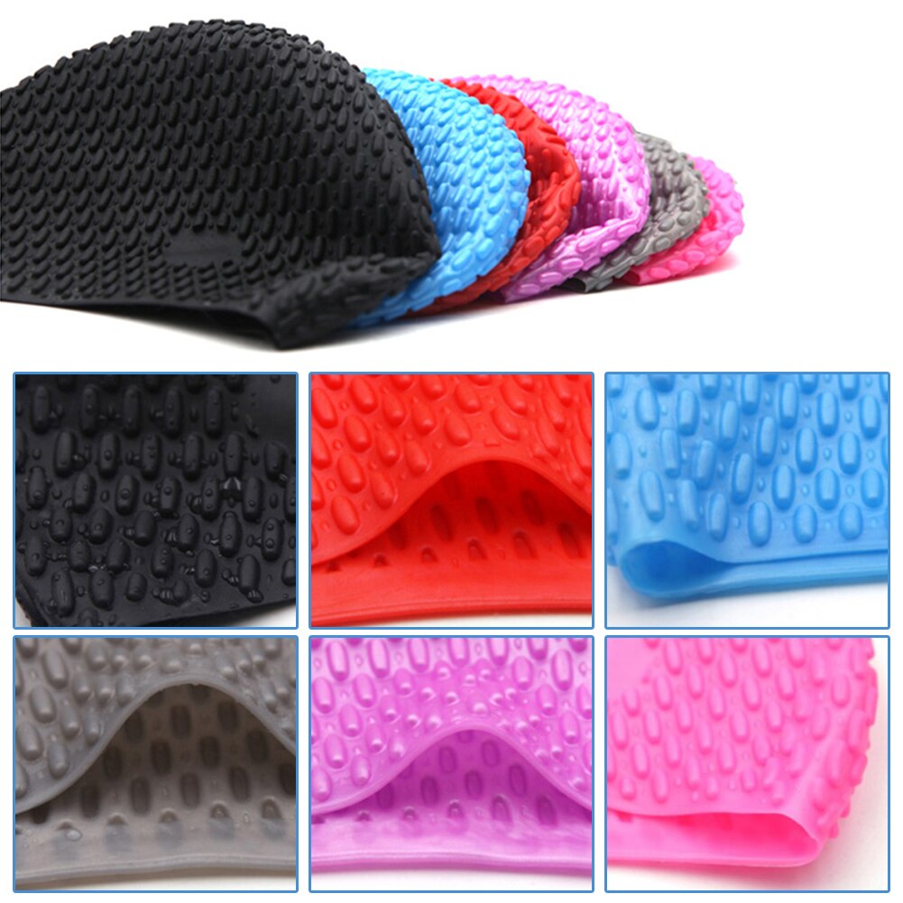 Silica gel Solid color Swimming cap adult Water droplets waterproof