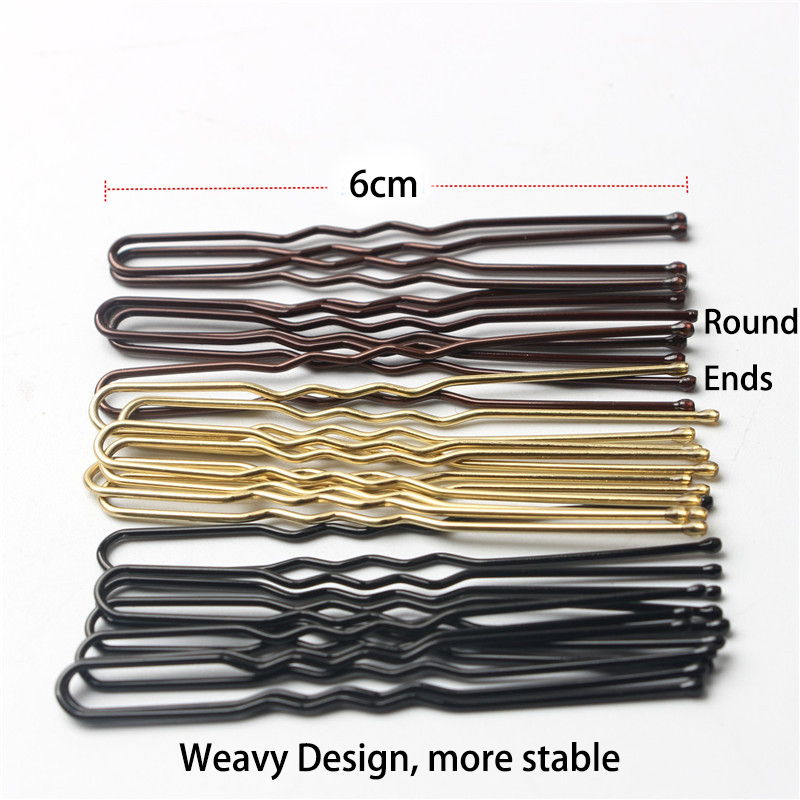 50/100 Uds. De pelo ondulado de 6CM para mujer, pasador en forma de U, pasador de agarre para salón, horquillas, accesorios para el cabello de Metal negro para de moño