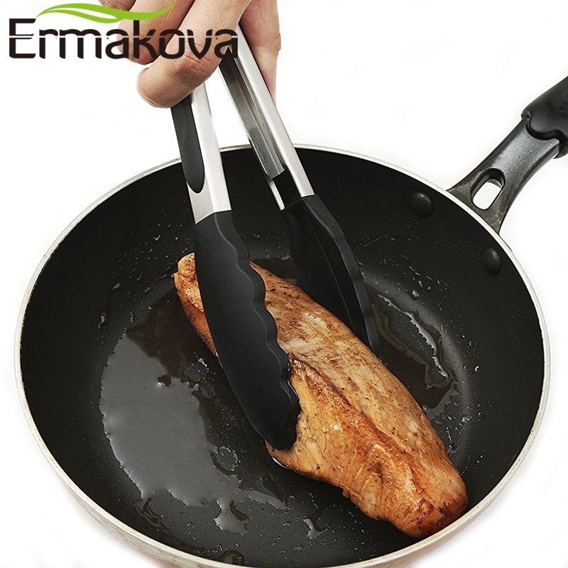 Ermakova Siliconen Bbq Grillen Tong Salade Brood Presenteren Tong Non-stick Keuken Barbecue Grillen Koken Tong Met Joint Lock