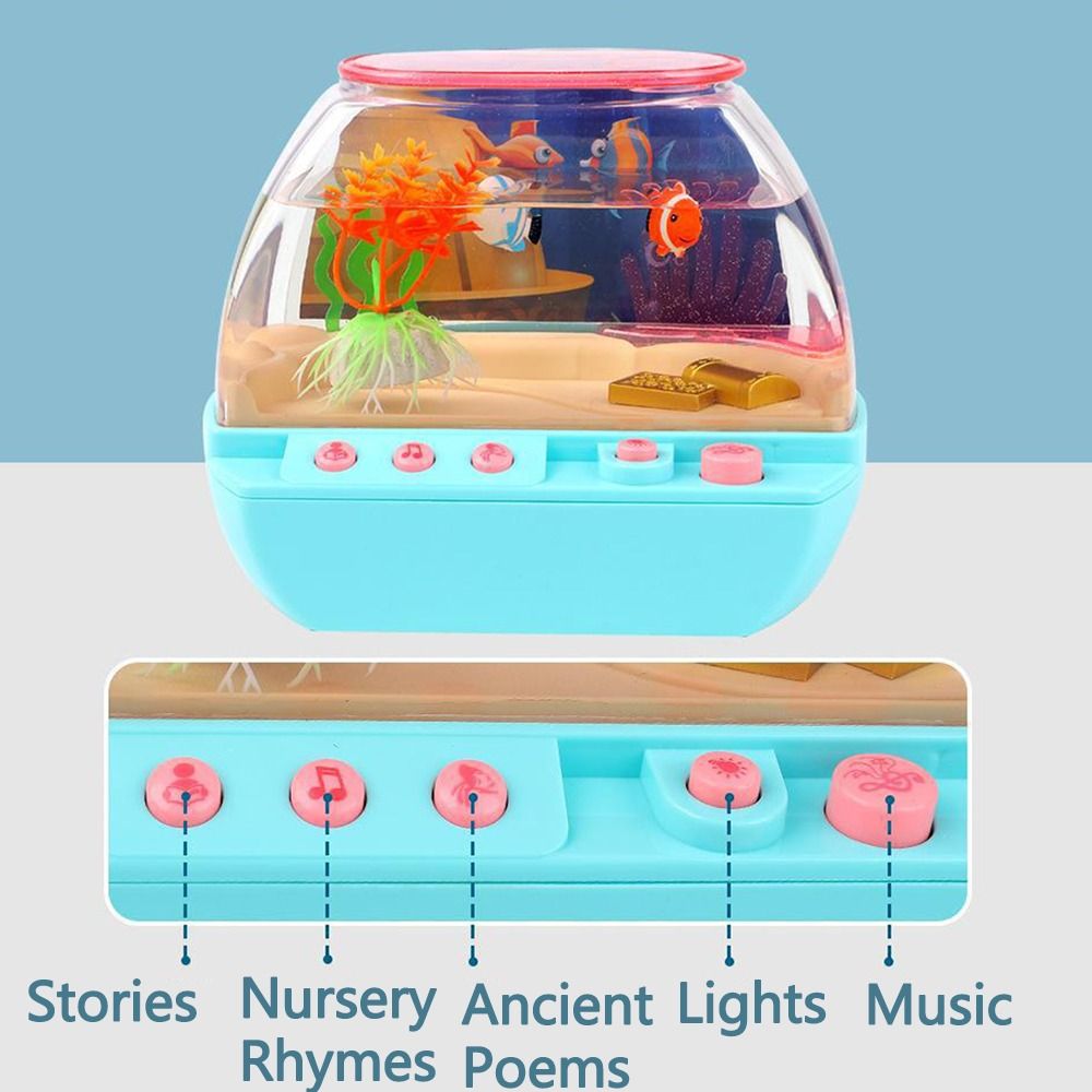 Juguete de acuario Artificial , Mini pecera de simulación encantadora de dibujos animados con música, música eléctrica, juguetes interactivos para acuario