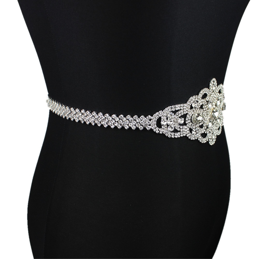 Bridal Belts with Silver Diamond Crystal Bridal Wedding Accessories Belts for Women Wedding Gown