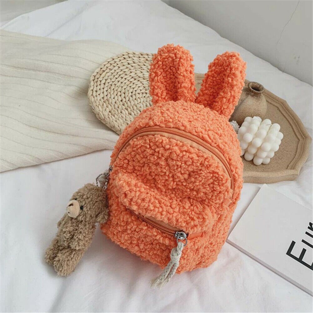 Kinderen meisjes kinderen fleece cartoon schattig rugzak baby peuter pluche klein mini schooltas schoudertas rugzak