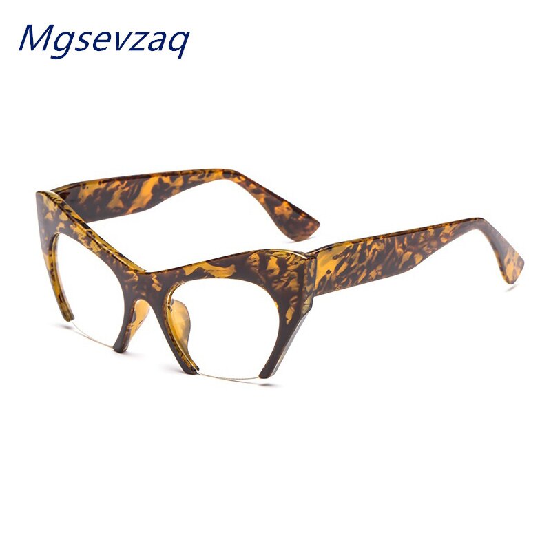 Trendy kvindelige briller halv stel cat eye personlighed klassisk all-match transparent brille stel: C5