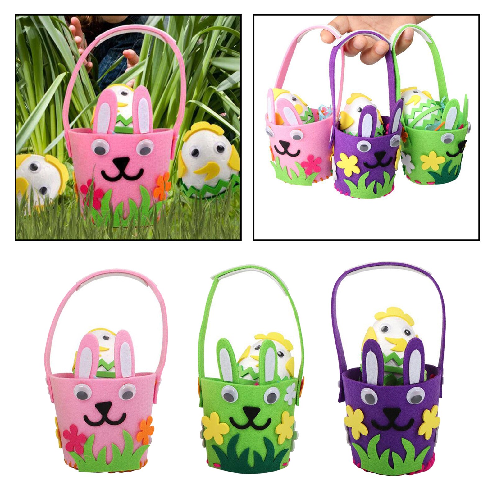 Cartoon Bunny Easter Treat Basket Bag Party Handbag Carrying Party Favor