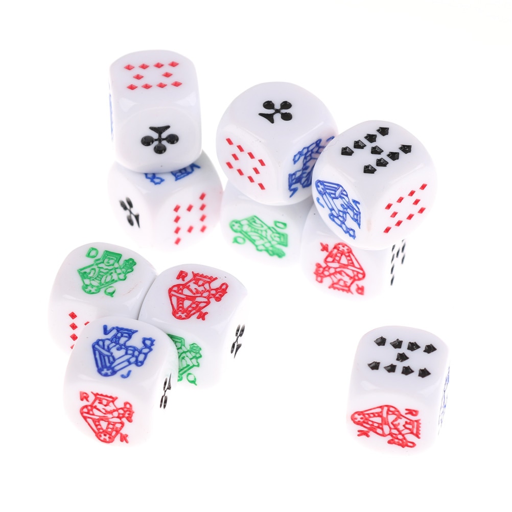 10 stycken 6/4 sidors pokertärningar för kasinopokerkortspel
