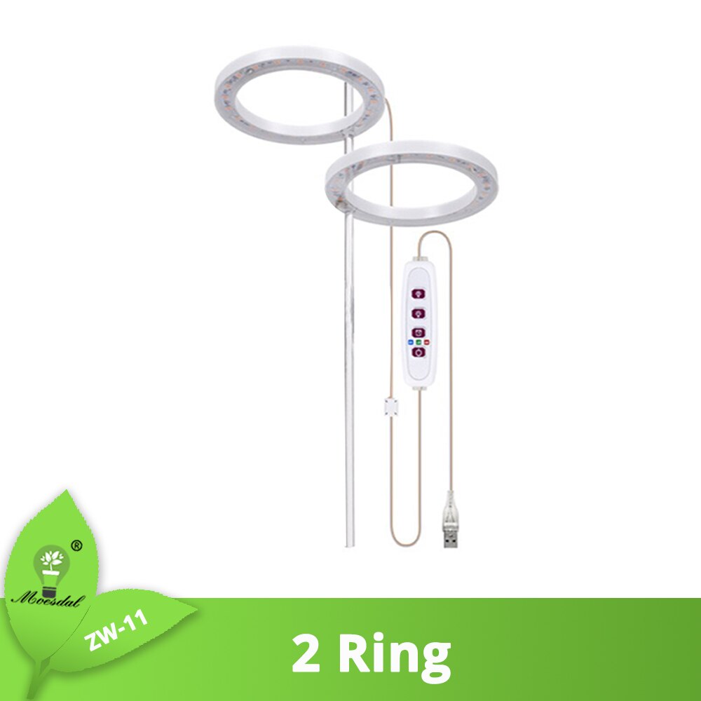 Luz LED anular para plantas, luz de crecimiento pequeño, atenuación de sincronización USB, adecuada para plantas de interior, luz suculenta para peceras: 2 Ring / Natural light