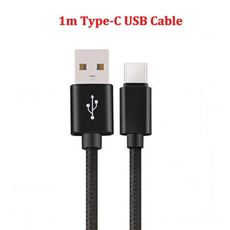 Cargador de coche QC 3,0 de carga rápida, Cable trenzado tipo C para Huawei Honor 30 20 9X Pro Samsung Galaxy S20 S10 S9 A51 A71 A50 A70: Black Type-c Cable