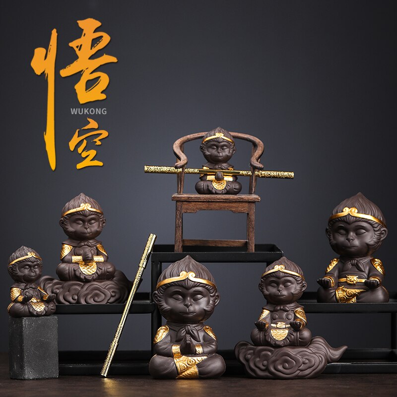 Ceramics Monkey King Monkey King tea pet ornaments Car accessories tea play fish tank landscaping tea tray tea set accessories
