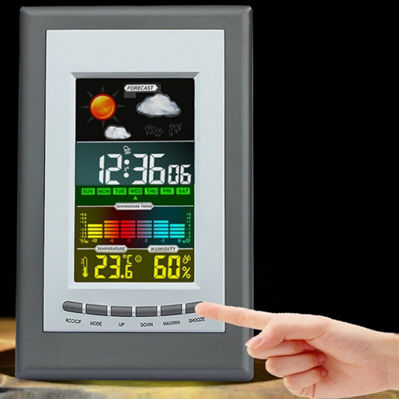 Weather Electronic Clock, Color Sn Weather Clock, Temperature and Humidity Alarm Clock, Digital Calendar Clock