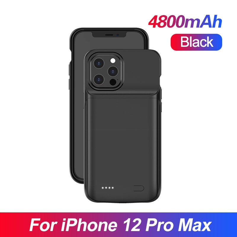 For iPhone 12 Pro Max 12 Mini Battery Case 4800mAh Power Bank Cover Portable Charging Phone Battery Charger Case For iPhone 12: For 12 pro max