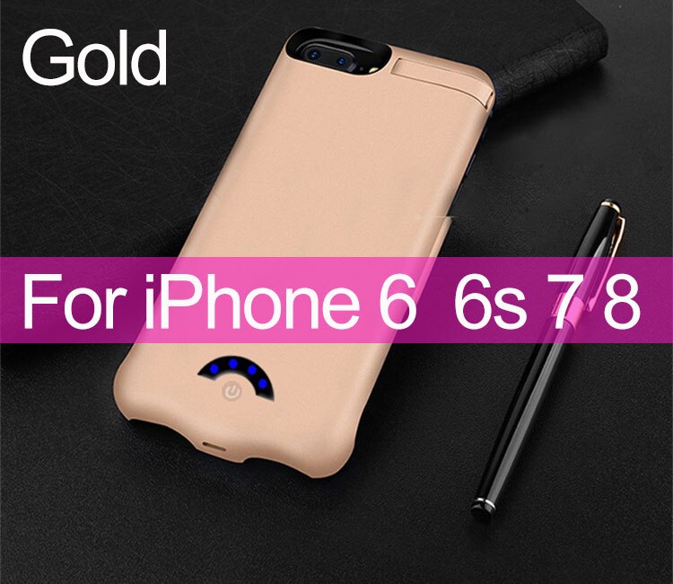 10000mAh Battery Case For iPhone 6 6S 7 8 External Battery Charger Case For iPhone 6P 6SP 7P 8 Plus Power Bank Charging Case: 4.7 Gold