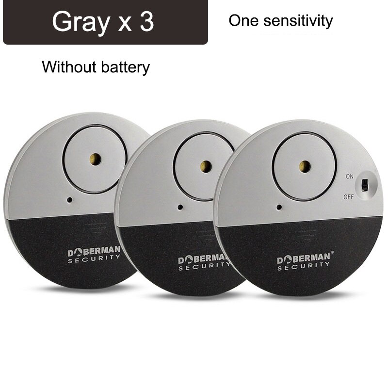 1-5pcs Door Window Security Alarm Ulrta-Slim Warning Wireless Alarm Vibration Sensor for Home Security Protection Alarms System: A Gray 3Pcs