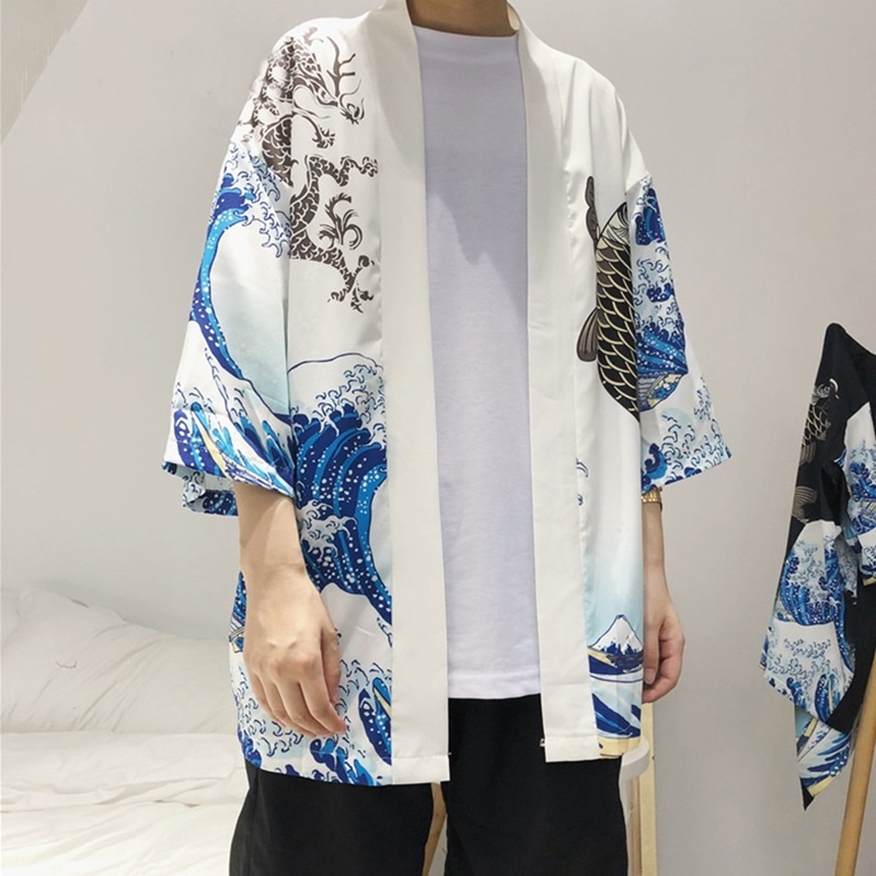 Kimono Cardigan Men Japanese Obi Male Yukata Men's Haori Japanese Samurai Clothing Traditional Japanese Clothing