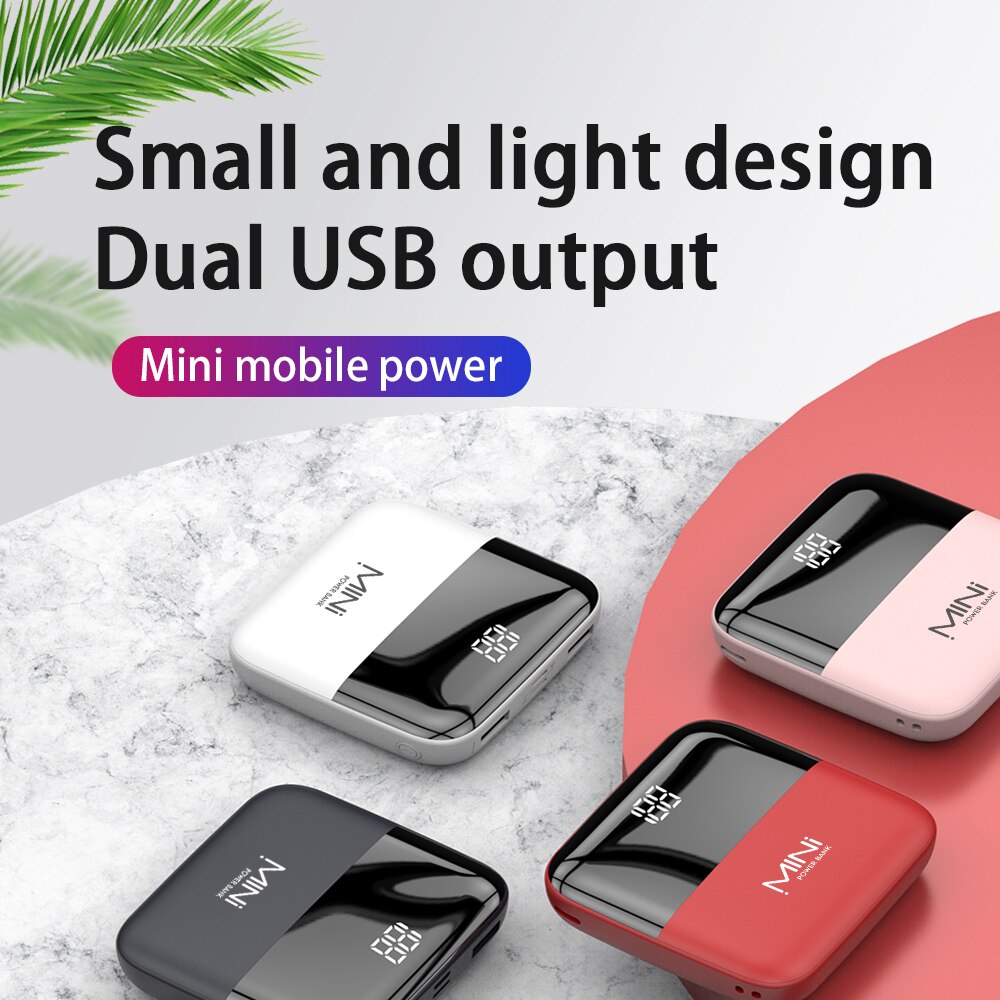 20000mAh Mirror Screen Portable Power Bank 3 Input Double Output Mini Powerbank For iPhone Android Smart Mobile Phone Poverbank