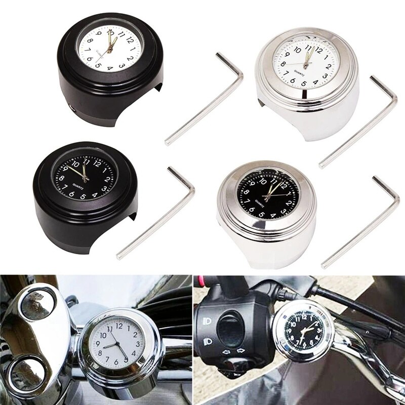 Reloj de Moto a prueba de polvo, de cuarzo, resistente al agua, montaje en manillar, horario Universal de motocicleta, 7/8 pulgadas