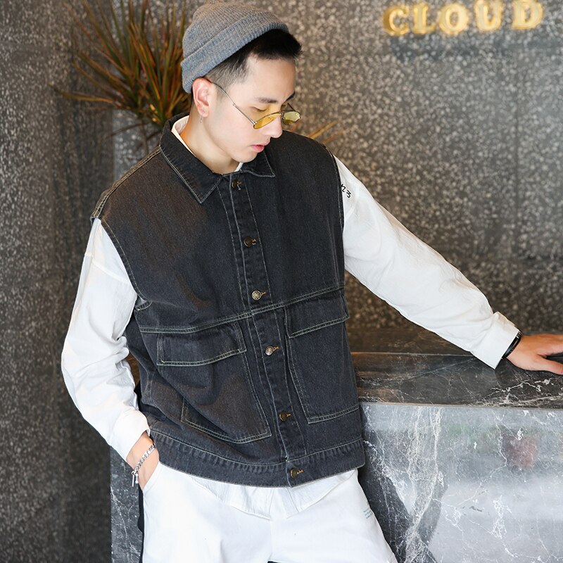 Veste en jean sans manches pour homme, gilet en Denim, Cowboy, manteaux décontractés, 2022