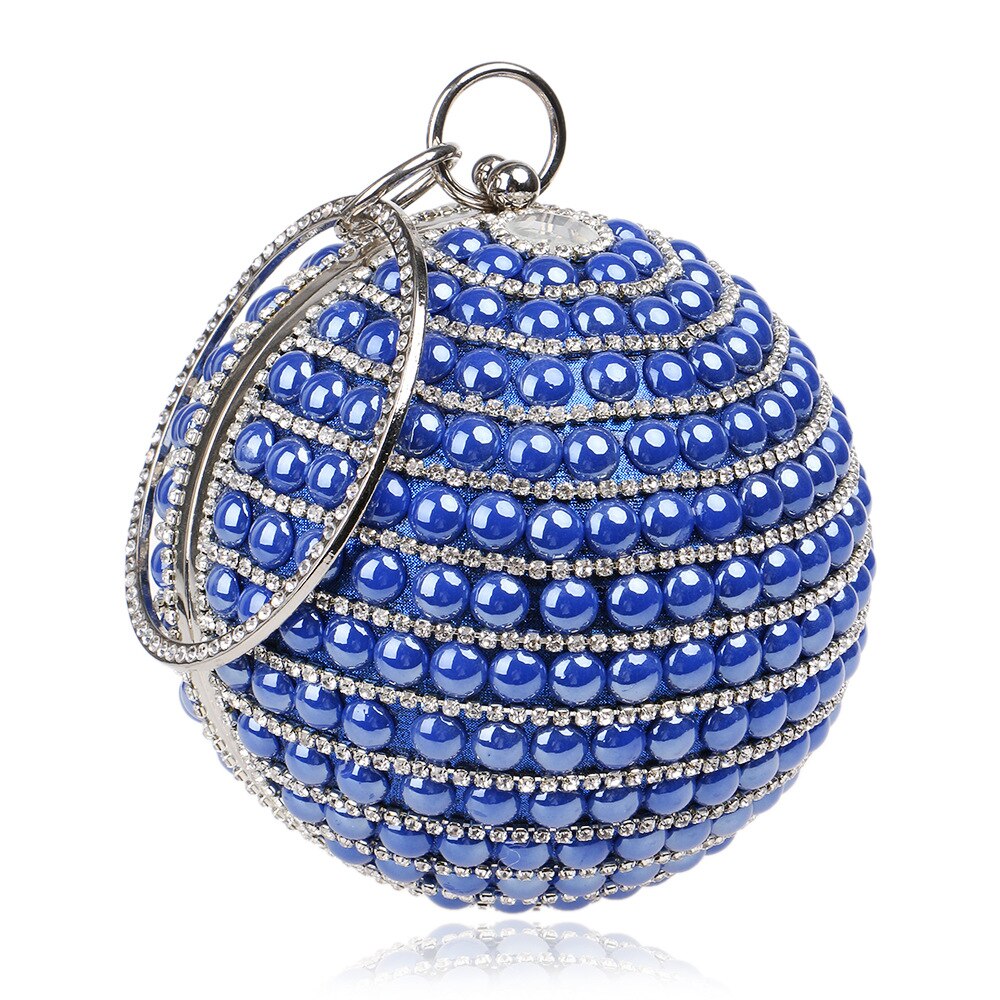 Luxe damestassen balkleurige diamant parel kralen feest avondtassen luxe handgemaakte dames handtas met armband: Blauw