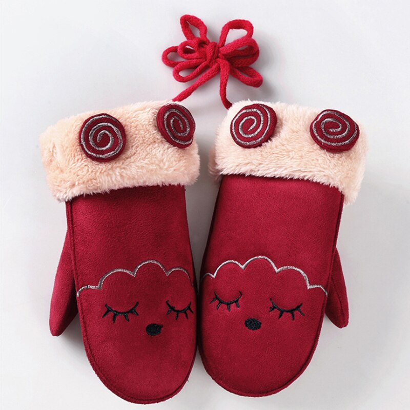 Winter warme handschoenen dikke wanten kinderen meisjes jongens twist handschoenen warme handschoenen met volle vingers karakter kinderkleding: Rood