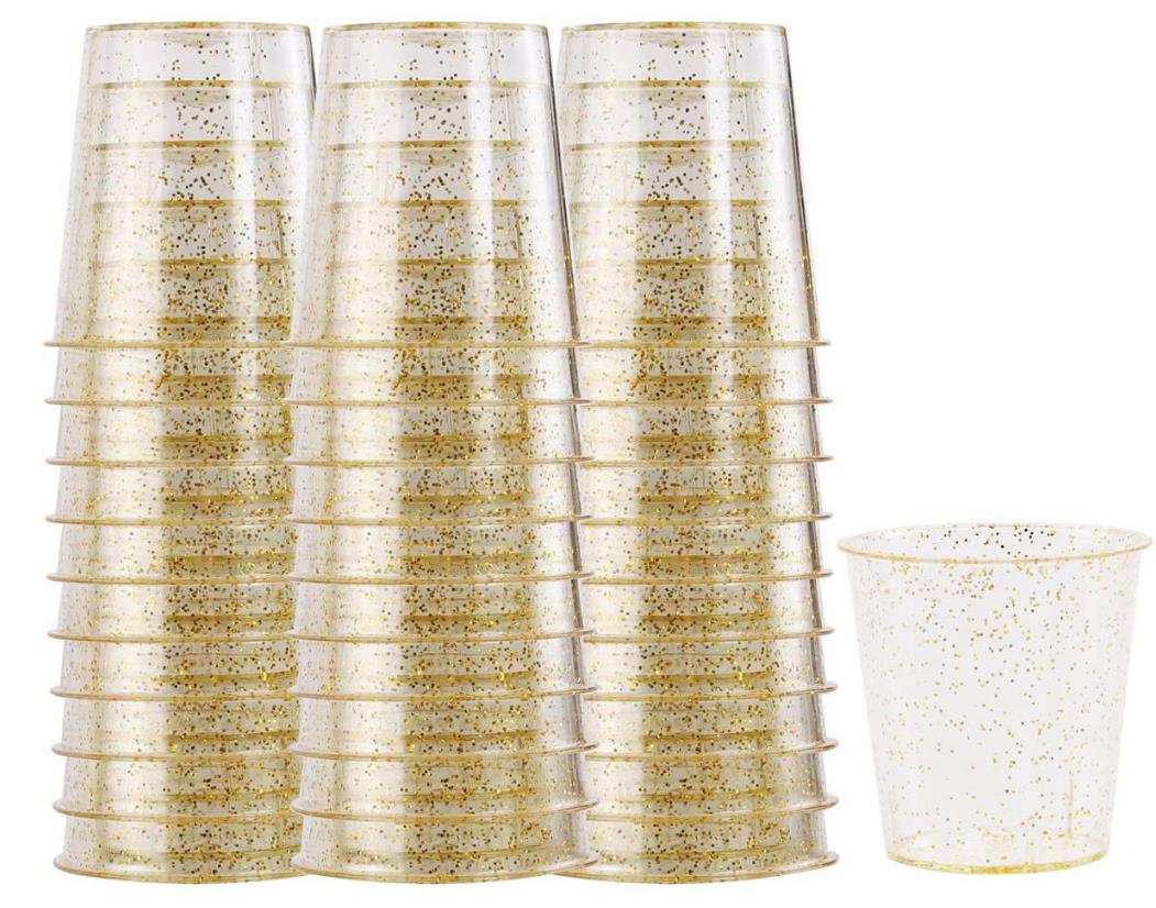 Vasos de plástico con purpurina, vasos transparentes desechables de 9OZ para boda, de Acción de Gracias, decoración para eventos, Copa sin BPA