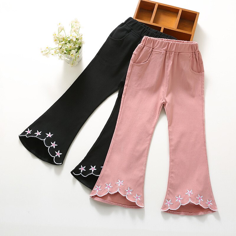 Boot Cut Pants For Toddler Girls Toddler Babys Girls Bell Bottom Wide Leg Stretch Solid Long Trousers Children's Printing Pants