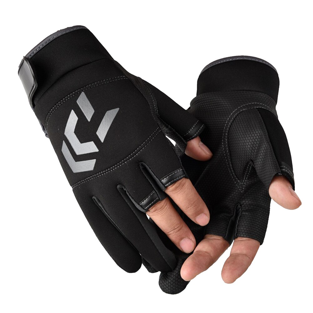 Gants de pêche universels à motif de flèche coupée à 3 doigts, protection solaire respirante pour l&#39;extérieur, gants antidérapants, équipement de pêche: GRAY