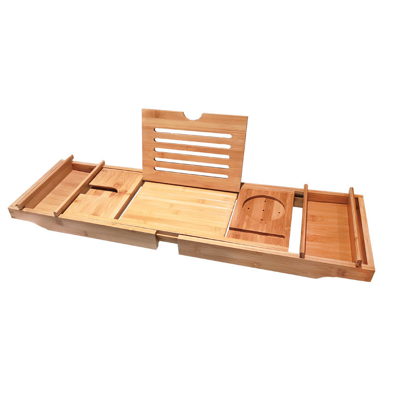 Bamboo Bathtub Tray Bathroom Shelf Accessories Extendable Bath Tray Adjustable Wine Rack Tablet Book Organizer Serving Tray