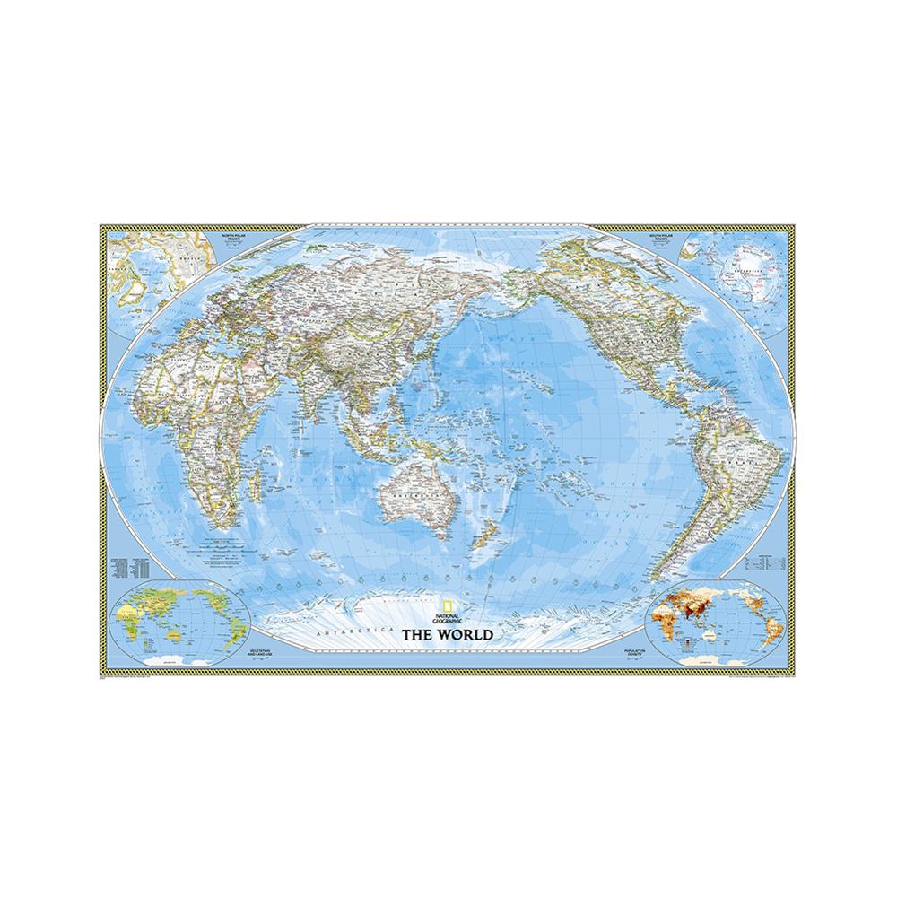 Non-woven Waterproof World Map 150x225cm Mercator Projection World Map Without Flag For Trip And Travel