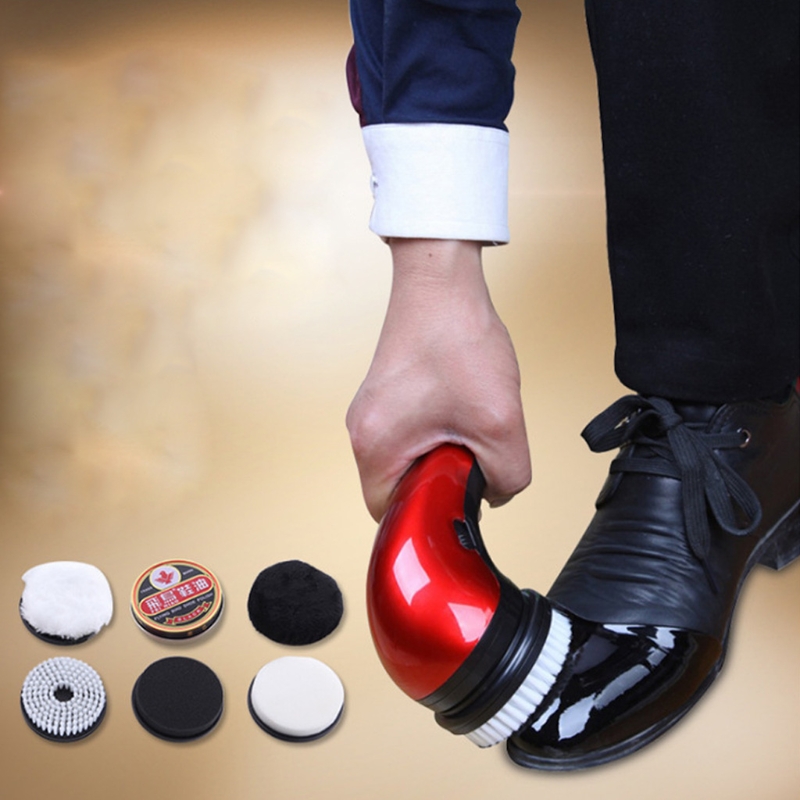 Bærbar håndholdt automatisk elektrisk sko børste glanspolerer 2 måder strømforsyning