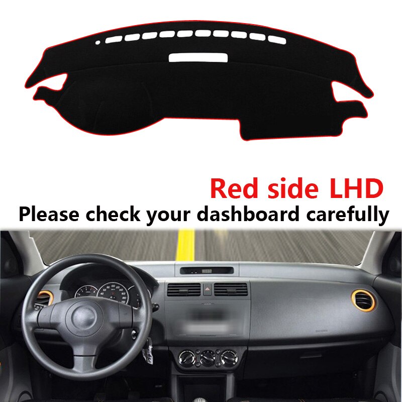 Car Dashboard Cover Dash Mat Dash Board Pad Carpet Dashmat Anti-UV For Suzuki Swift Sport 2005 2006 2007: LHD Red Side