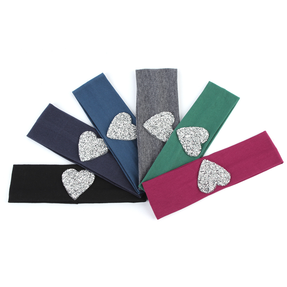 Geebro Kinderen Katoen Zachte Hoofdband Lente Leuke Steentjes Hart Platte Haarband Meisjes Stretch Hoofddeksels Haaraccessoires