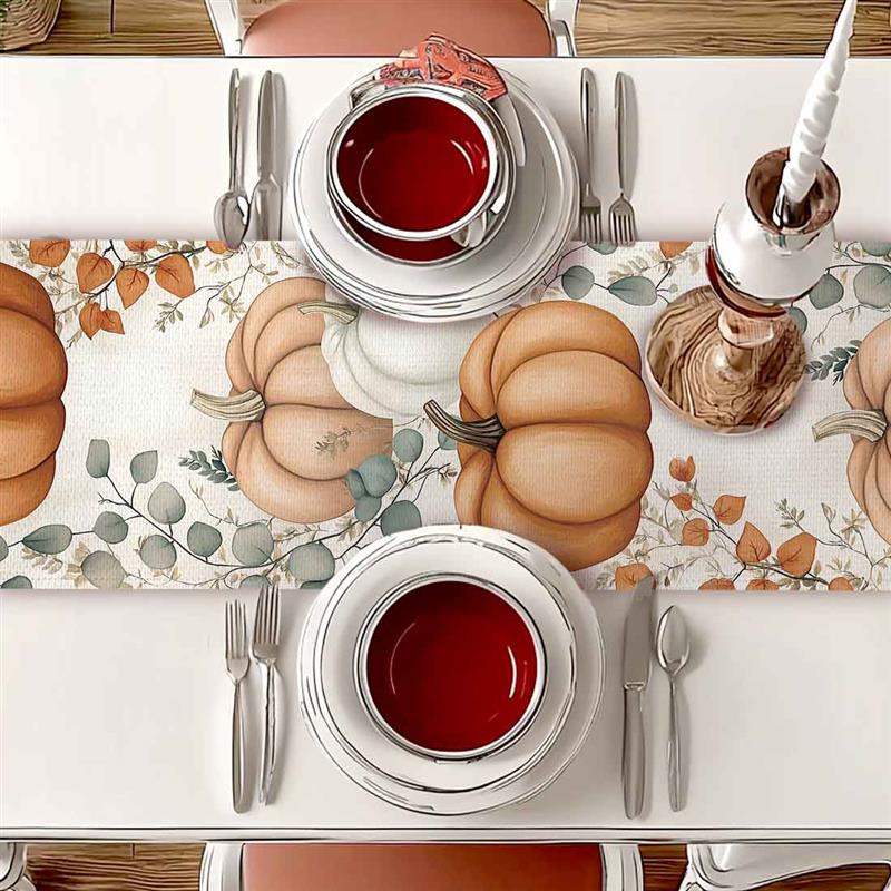 Thanksgiving pompoenen herfstbladeren polyester tafellopers bruiloft decoratie duurzame keuken eettafel lopers feestartikelen