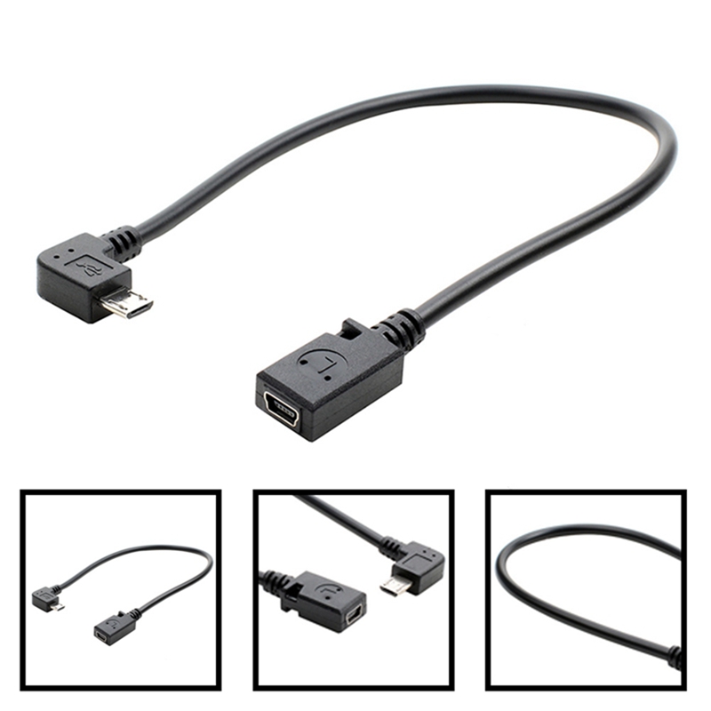 Micro Usb Male Naar Mini Usb Vrouwelijke Adapter Converter Data Kabel 90 Graden Converter Datakabel Lijn