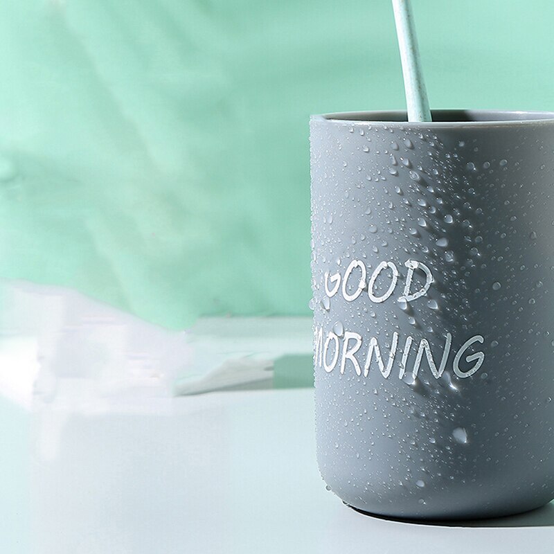 Simple Nordic Travel Portable Washing Cup Home Bathroom Couple Plastic Good Morning Print Toothbrush Holder Cup Storage Cup