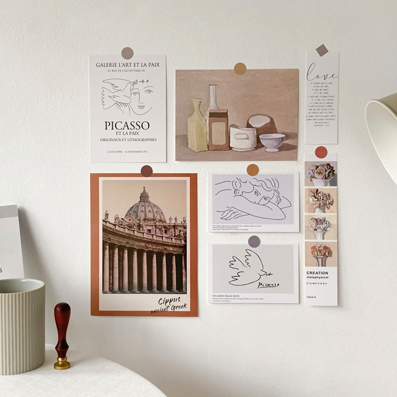 Nordic Eenvoudige Art Postkaart Muur Sticker Fotografie Props Diy Witte Achtergrond Collocatie Kamer Decoratie Kaart Wenskaart: 4
