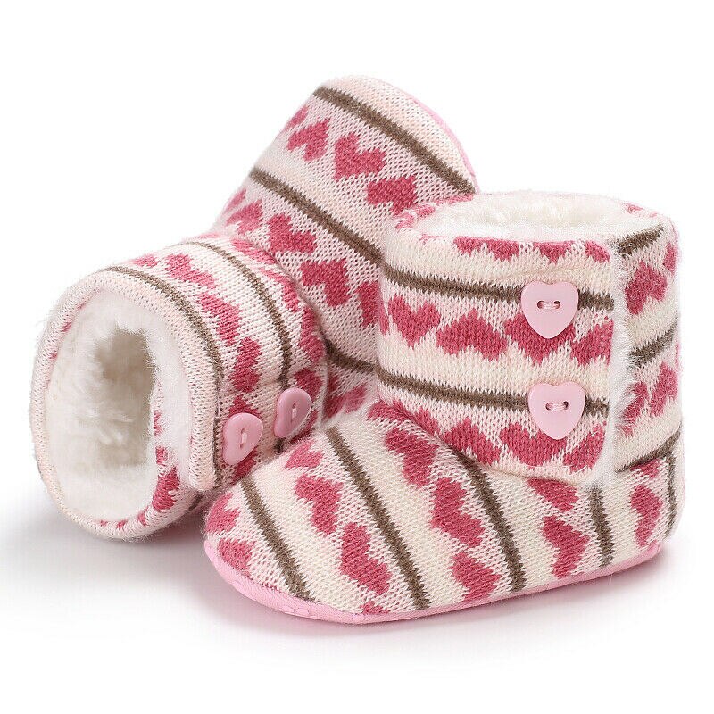 Pudcoco Winter Baby Jongens Meisjes Schoenen Winter Zuigelingen Warme Schoenen Faux Fur Meisjes Baby Booties Leer Jongen Baby laarzen Haak: Heart shaped / 12
