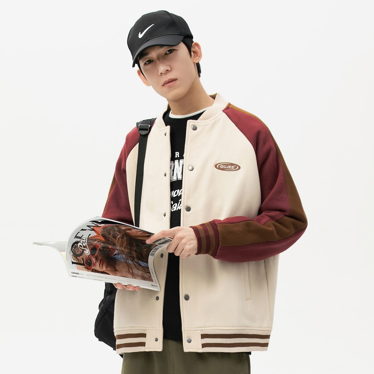 2022 Mens Clothing Goth Varsity Bomber Cyber Y2k Jacket Spring Baseball Basic Jaket Men Techwear Cardigan For Women Coat Autumn: Khaki / XL